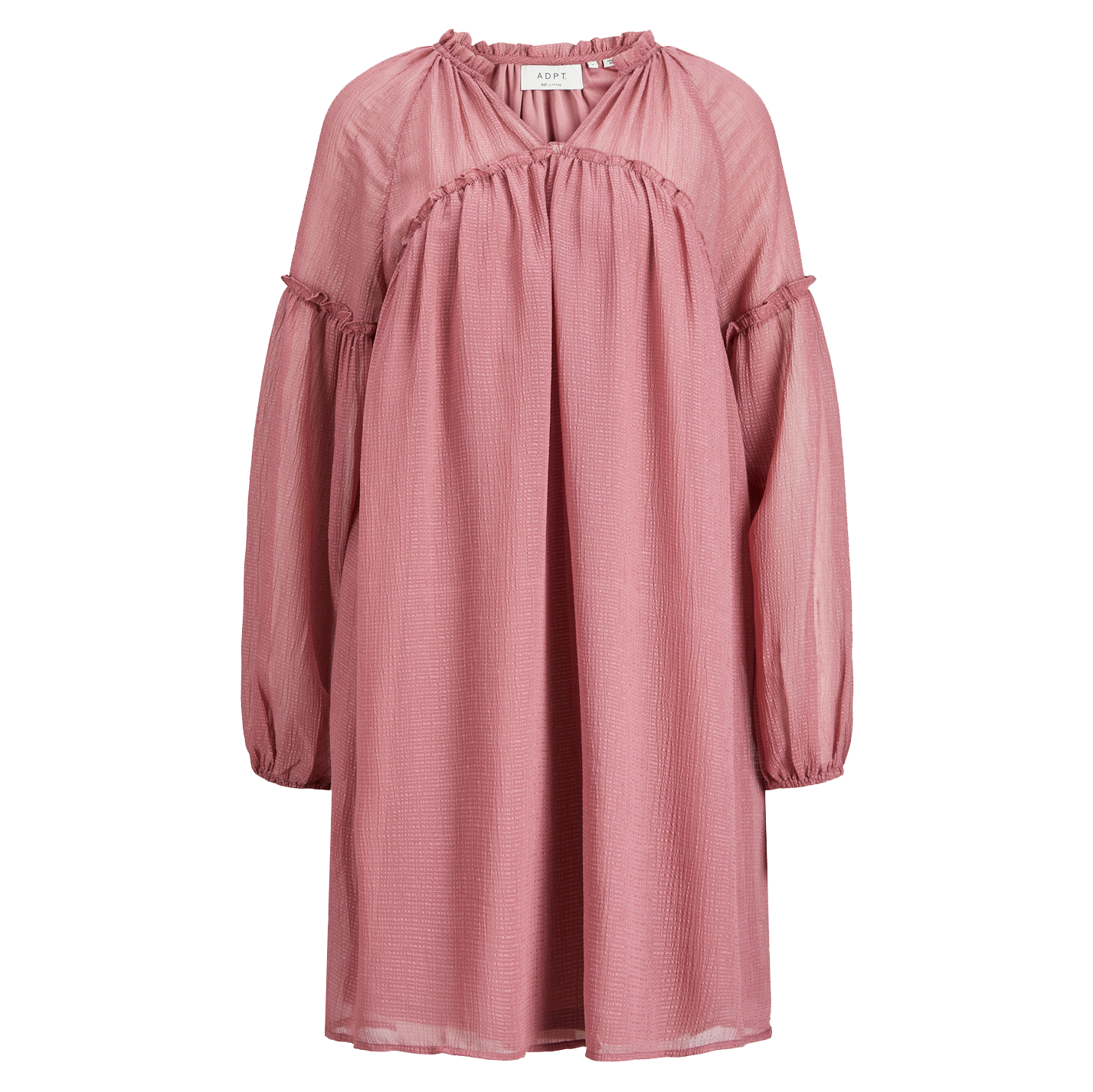 Elegant Deco Rose Kjole med Flæser til Fest og Hverdag