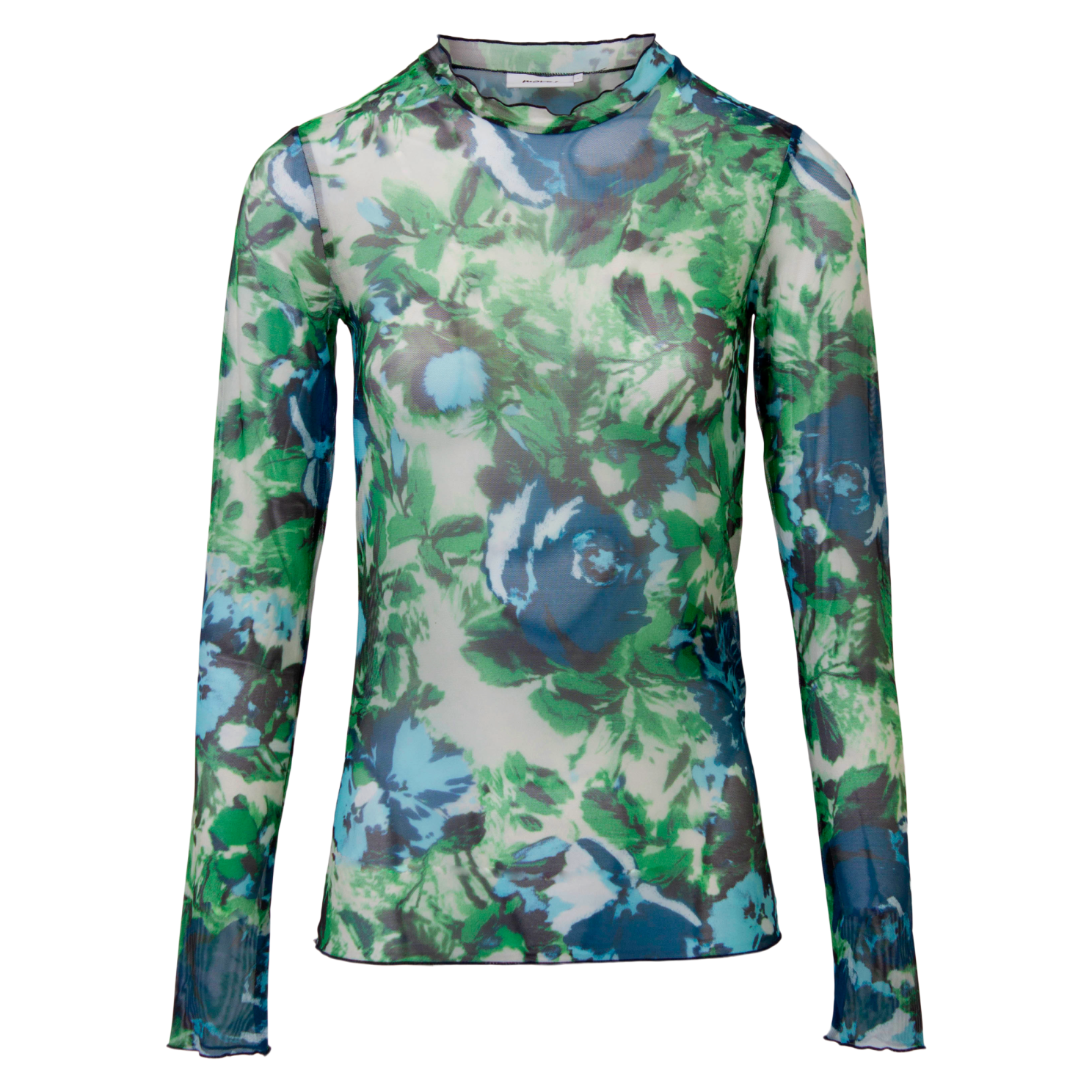 Markhild Dame Bluse i Gennemsigtig Mesh - Elegant Forrest Green