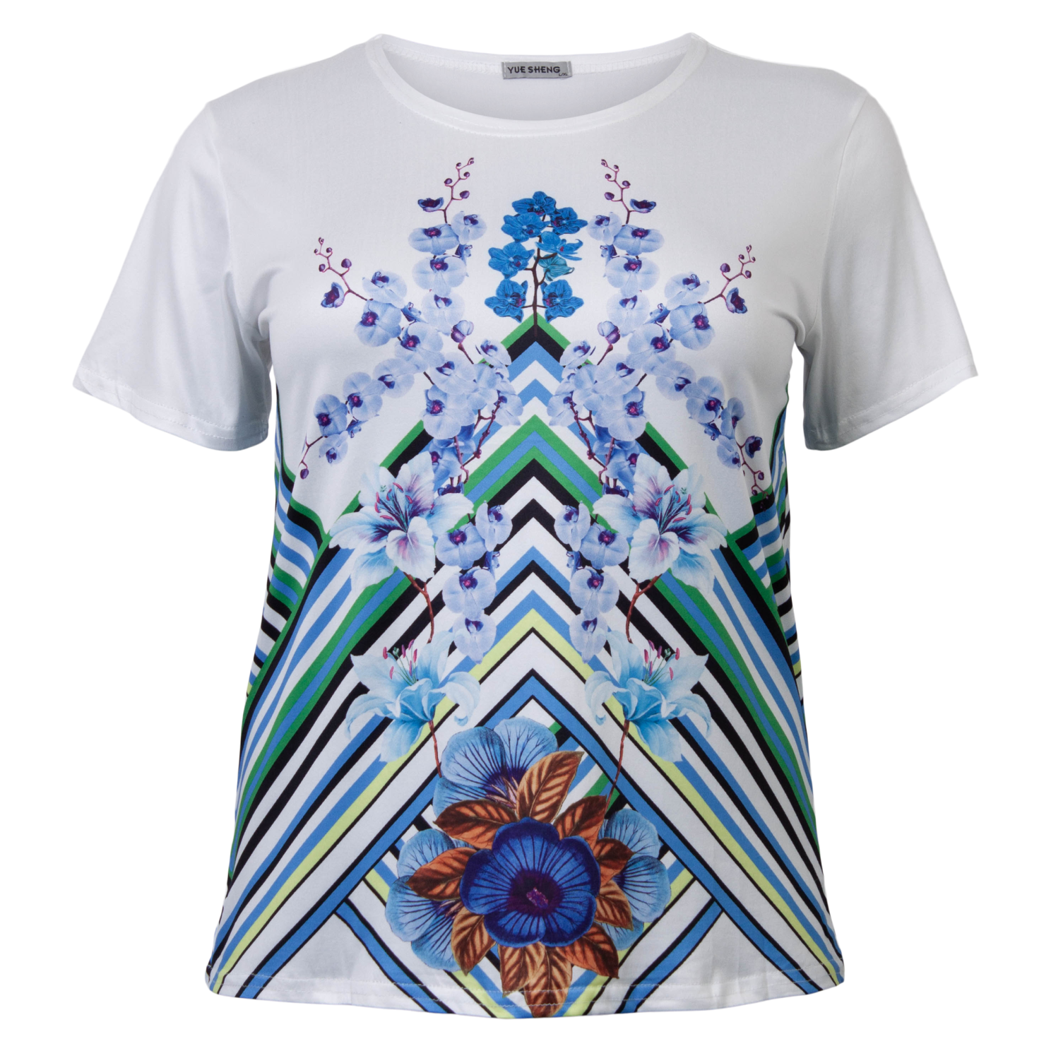 Elegant Blå Blomsterprint T-shirt til Damer - Uundgåelig Stil