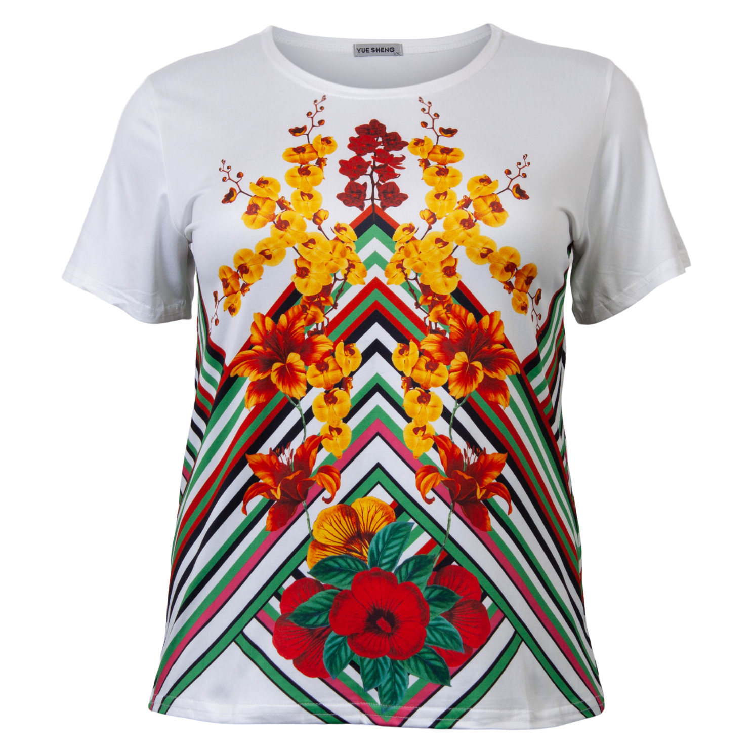 Frisk Gul Blomsterprint T-shirt til Dame – Stilfuld Hverdag