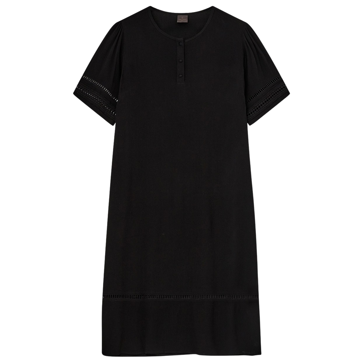 Bea Dame Tunika – Elegant Sort med Hulmønster på Tilbud!
