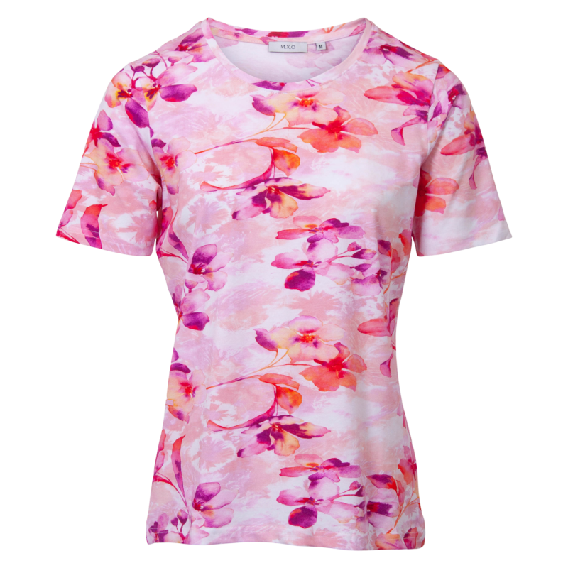 Stilfuld lyserød T-shirt med unikt print på tilbud!
