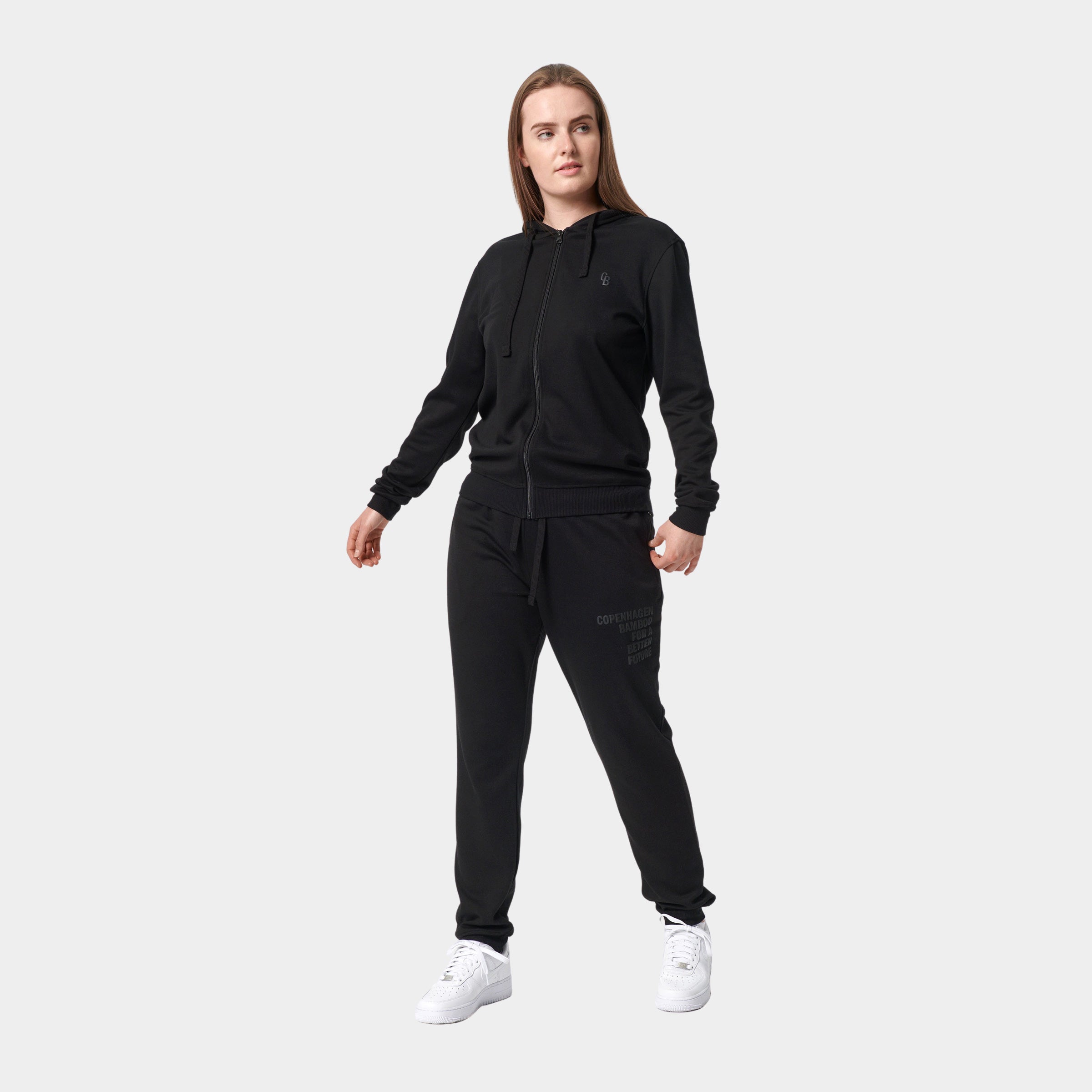 Bambus Hoodie med Lynlås - Joggingsæt til Damer i Sort