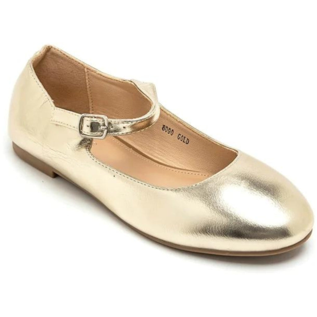 Søde guld ballerinaer med spænde – Sommerudsalg!