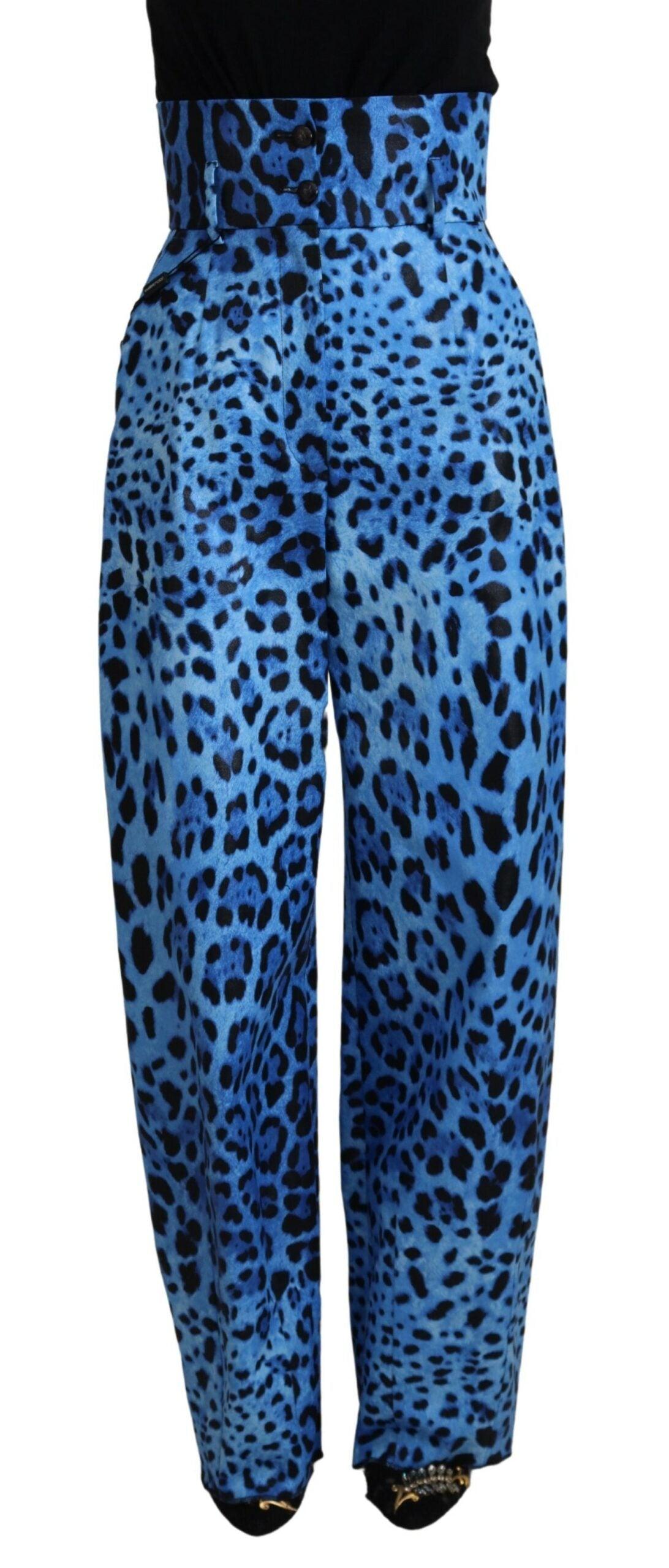 Blå Leopardprint Høj Talje Bukser fra Dolce & Gabbana