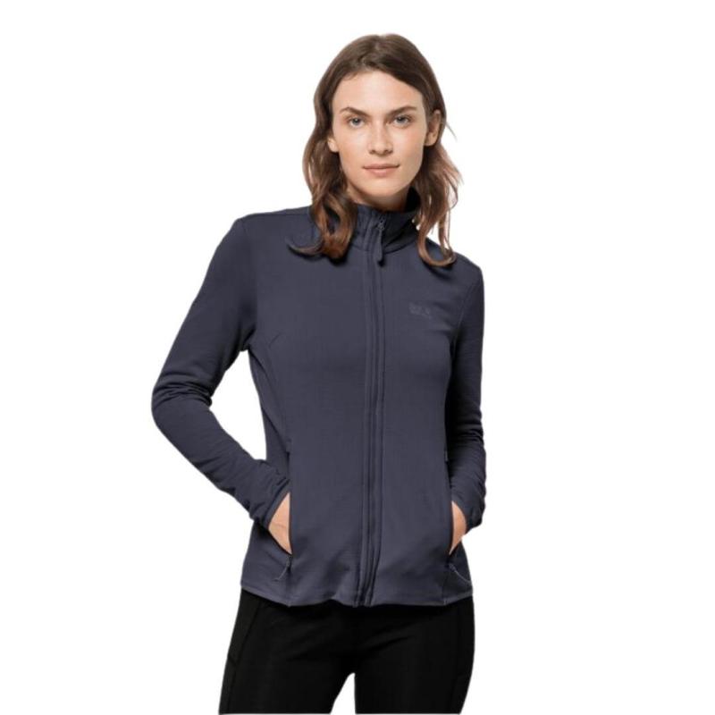 Jack Wolfskin Peak Grid Fleece til Dame – Grå Fleecetrøje