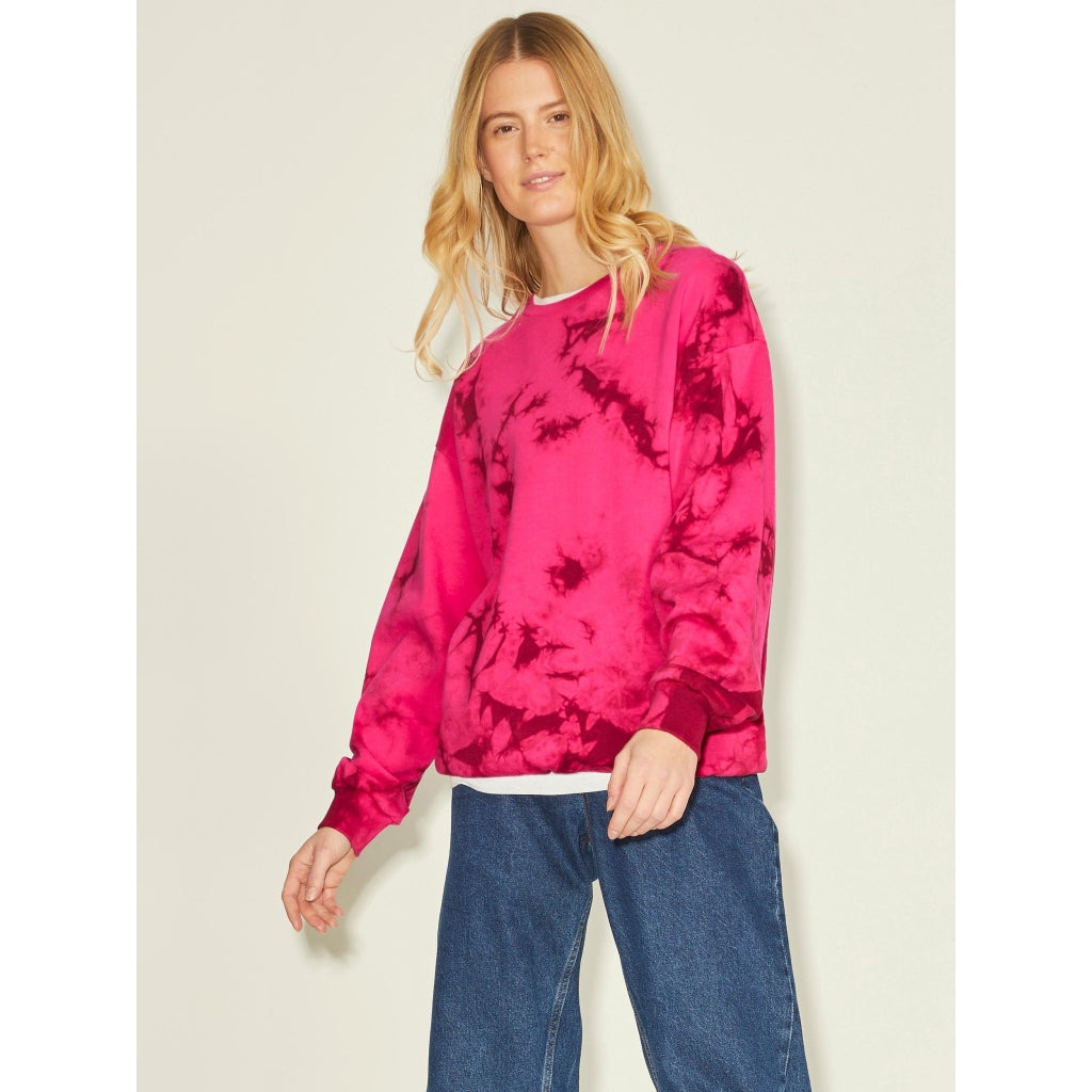 Dame Sweatshirt Jxtaylor i Bright Rose Tie Dye Udsalg