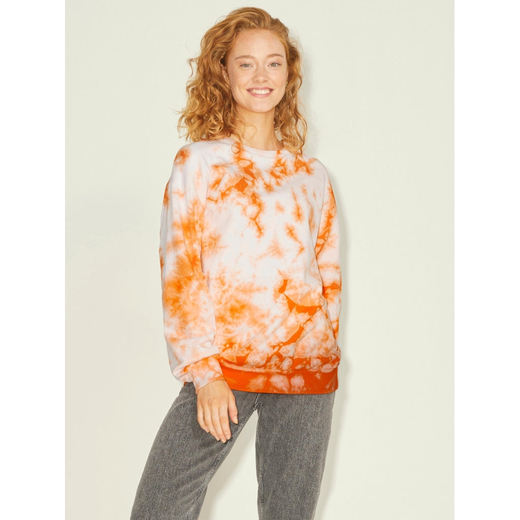 Dame Sweatshirt Jxtaylor i Rød Orange Tie Dye – Udsalg!