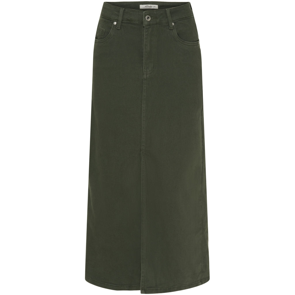Kaki Midi Nederdel til Dame – Trendy og Elegant Design