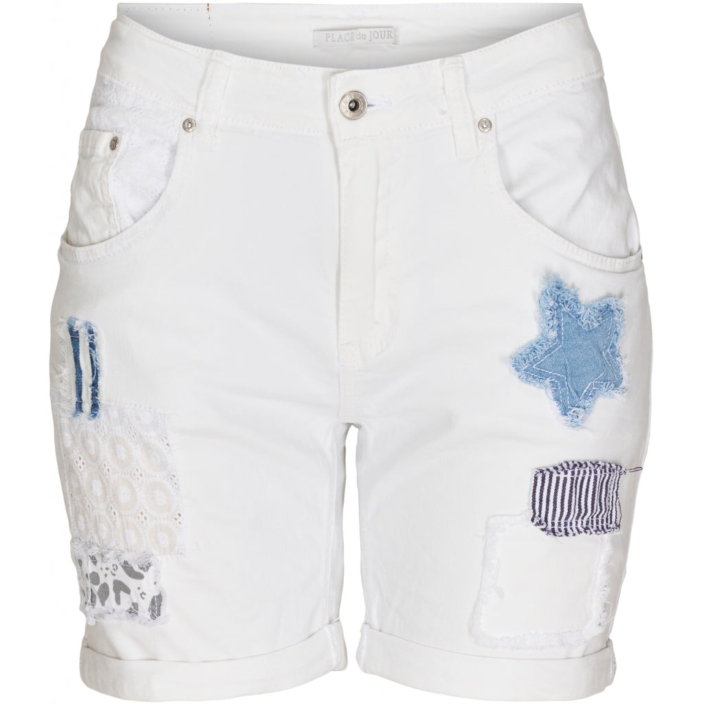 Lola Dame Shorts i Hvid med Lapper - Sommerudsalg!