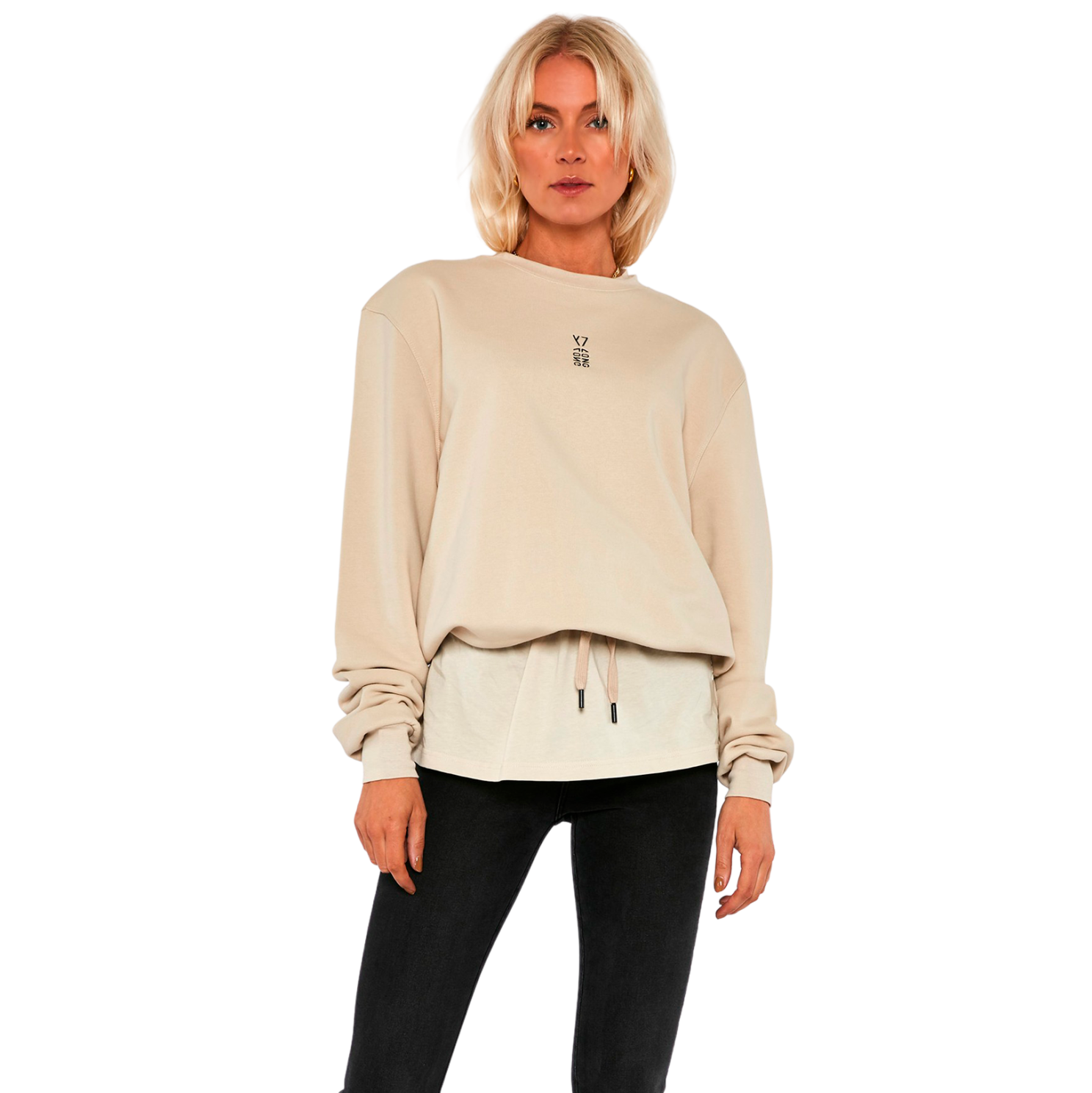 Y7 Dame Sweatshirt Fog Sand - Stilfuld og Komfortabel