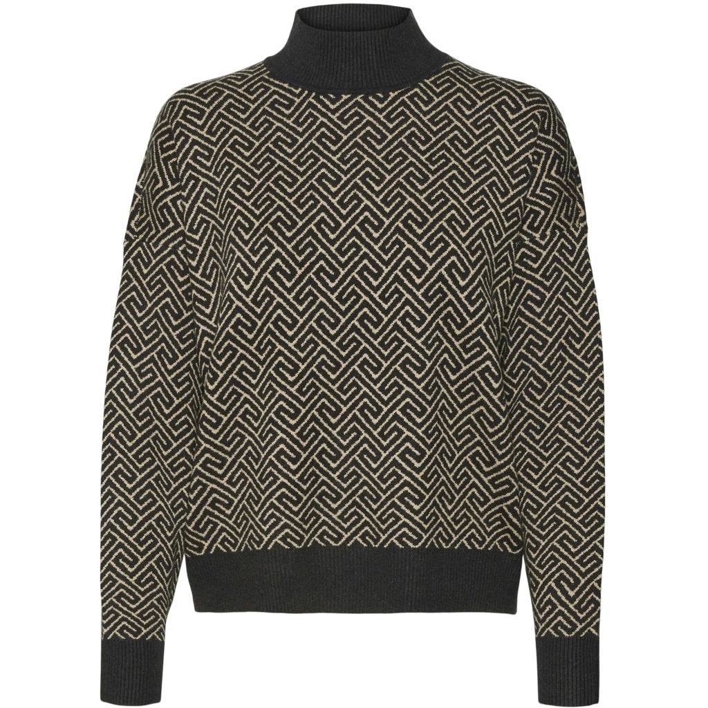 Stilfuld Dame Pullover Vmaria i Sort med Sølv Mink Print