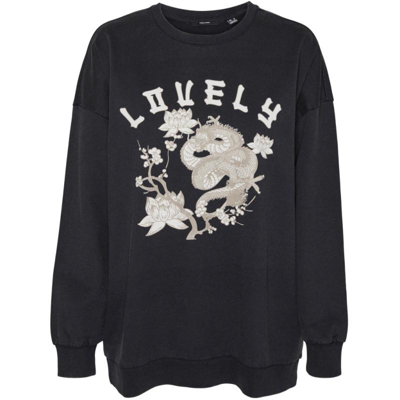 Moderne sort sweatshirt med trendy print fra Vero Moda