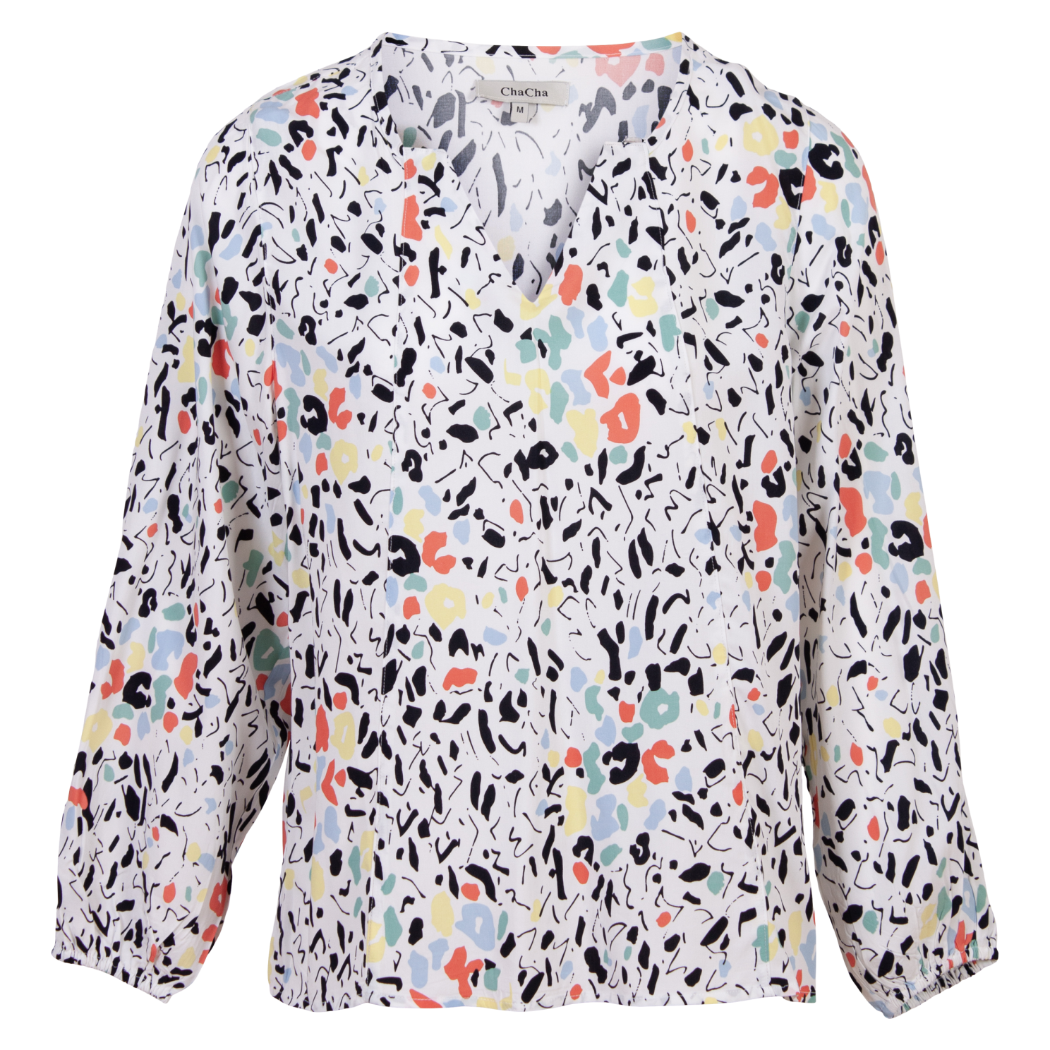ZbyZ Plus Size Hvid V-hals Bluse med Elastikærmer