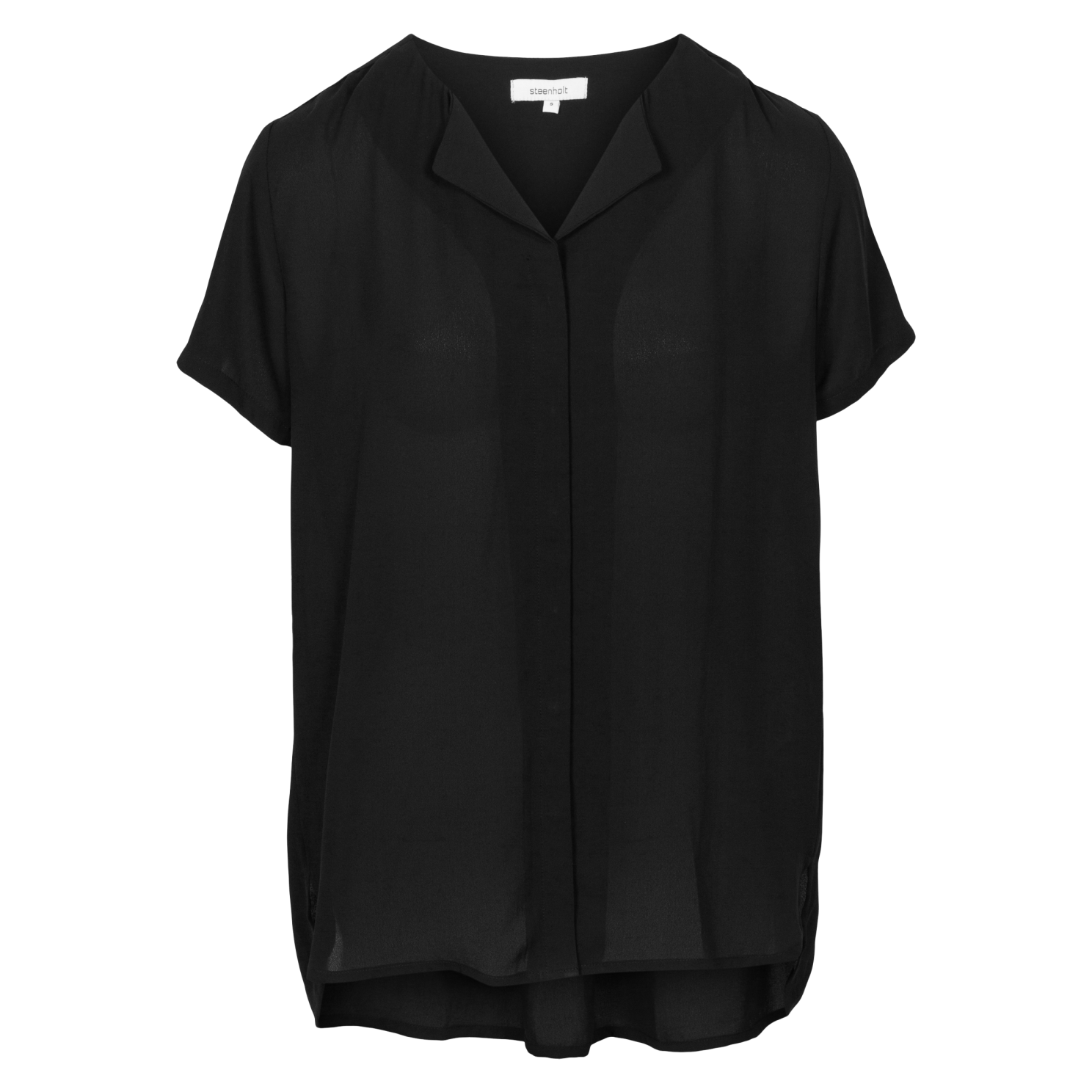 Clara Dame Kortærmet Bluse Plus Size  Jet Black fra Steenholt hos dansk.dk 5712985398359