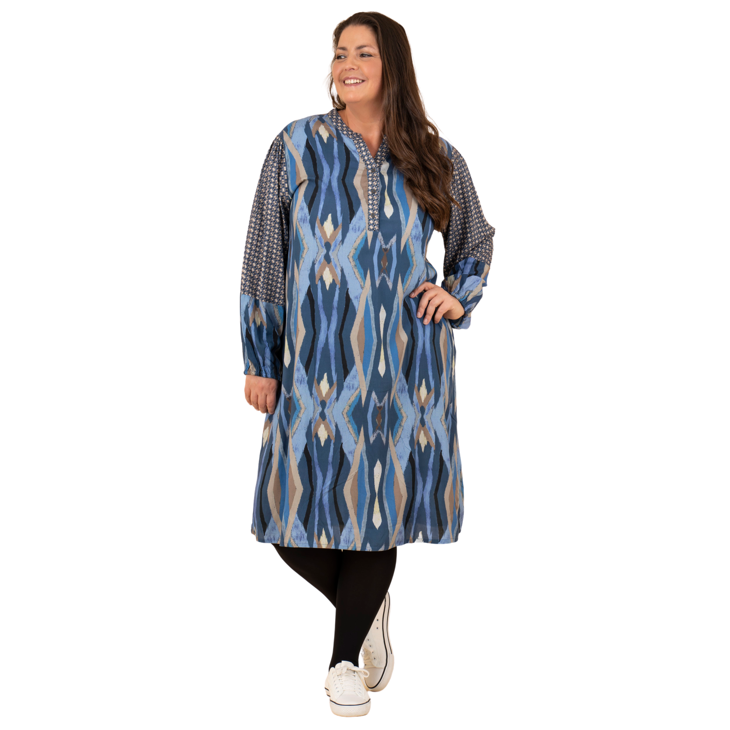 Dame Kjole Plus Size  Blue Combi fra Zbyz hos dansk.dk 5714470169413