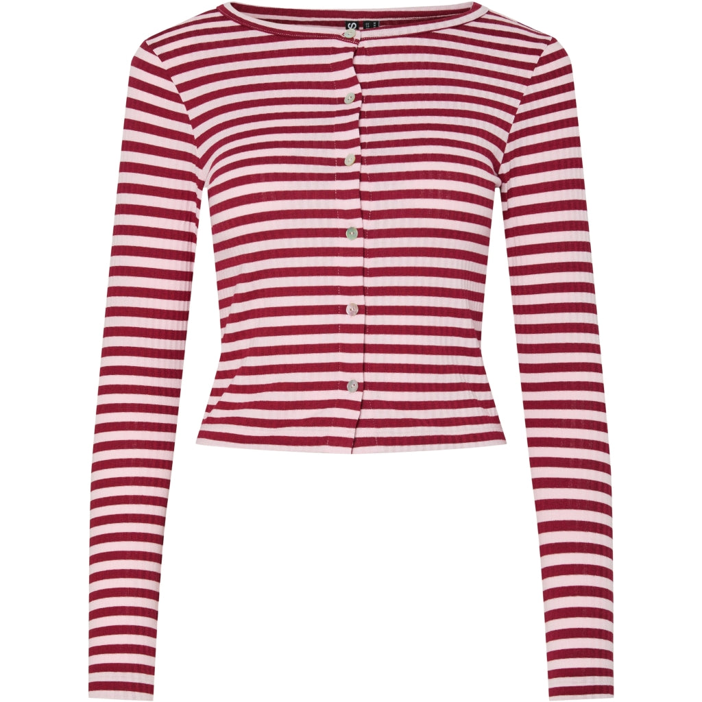 Dame Cardigan Pclaya  Goji Berry Pink Tulle fra Pieces hos Klædeskabet.dk 5715733169621