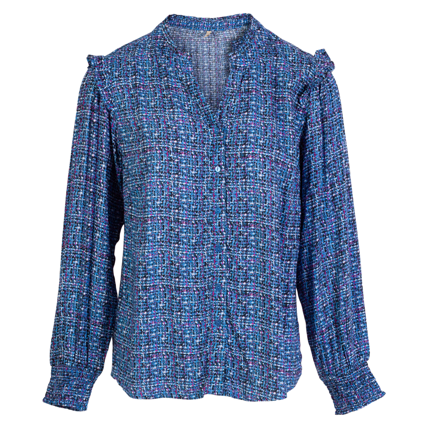 Dame Bluse Plus Size  Blue Combi fra Cassiopeia hos dansk.dk 5757150264169