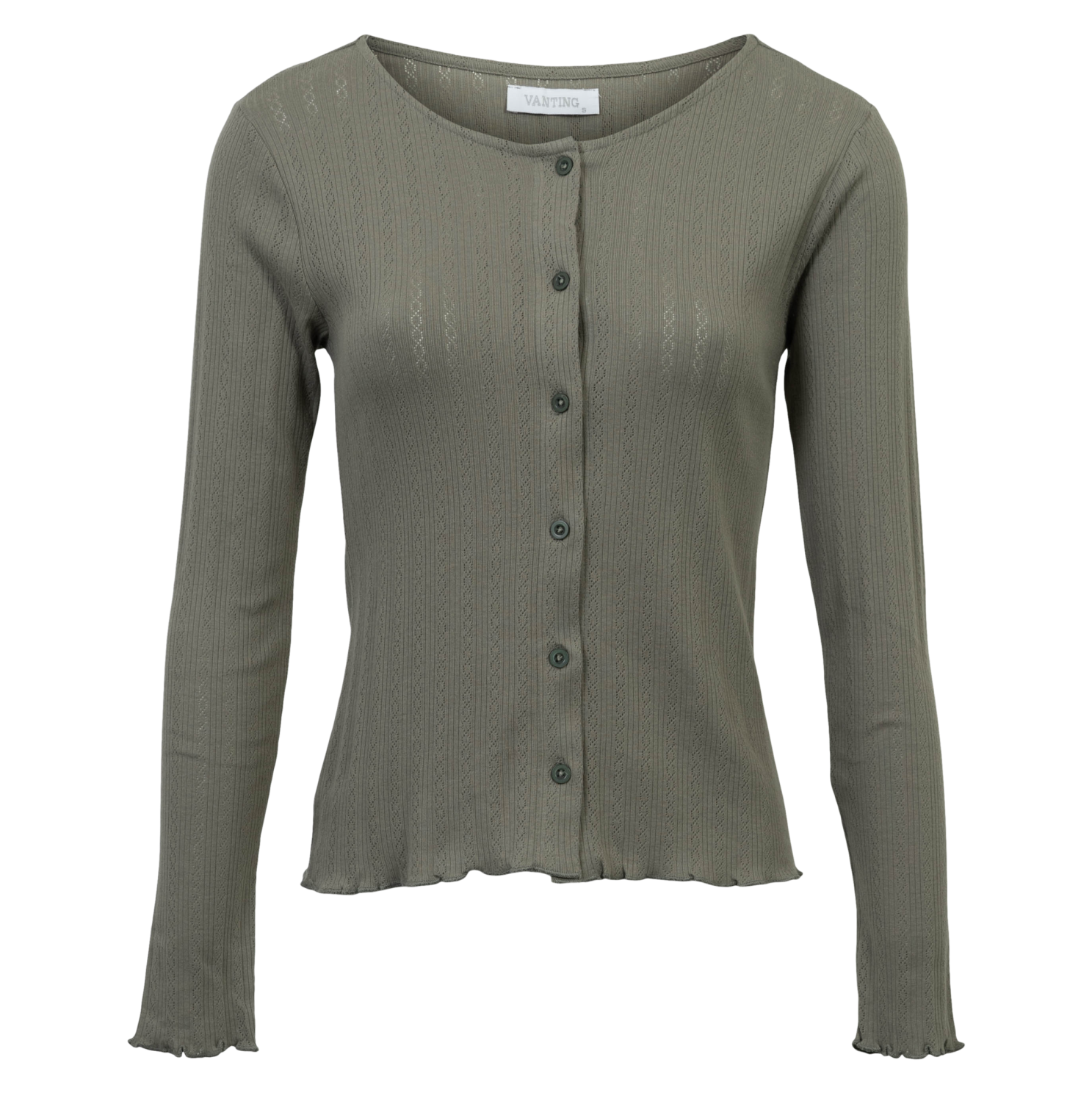 Dame Cardigan  Khaki fra Vanting hos dansk.dk 5715066022297