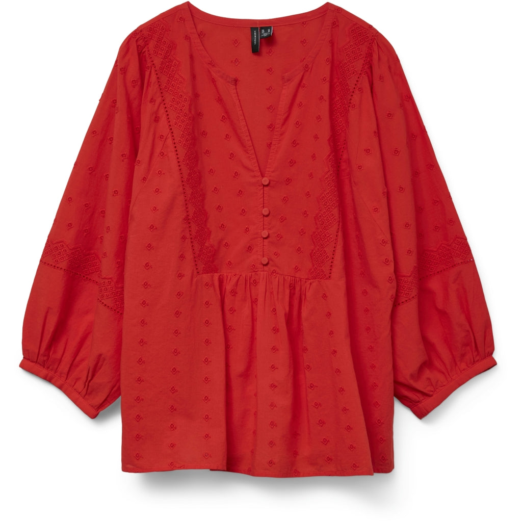 Dame Bluse Vmsofie  Fiery Red fra Vero Moda hos Klædeskabet.dk 5715719329063