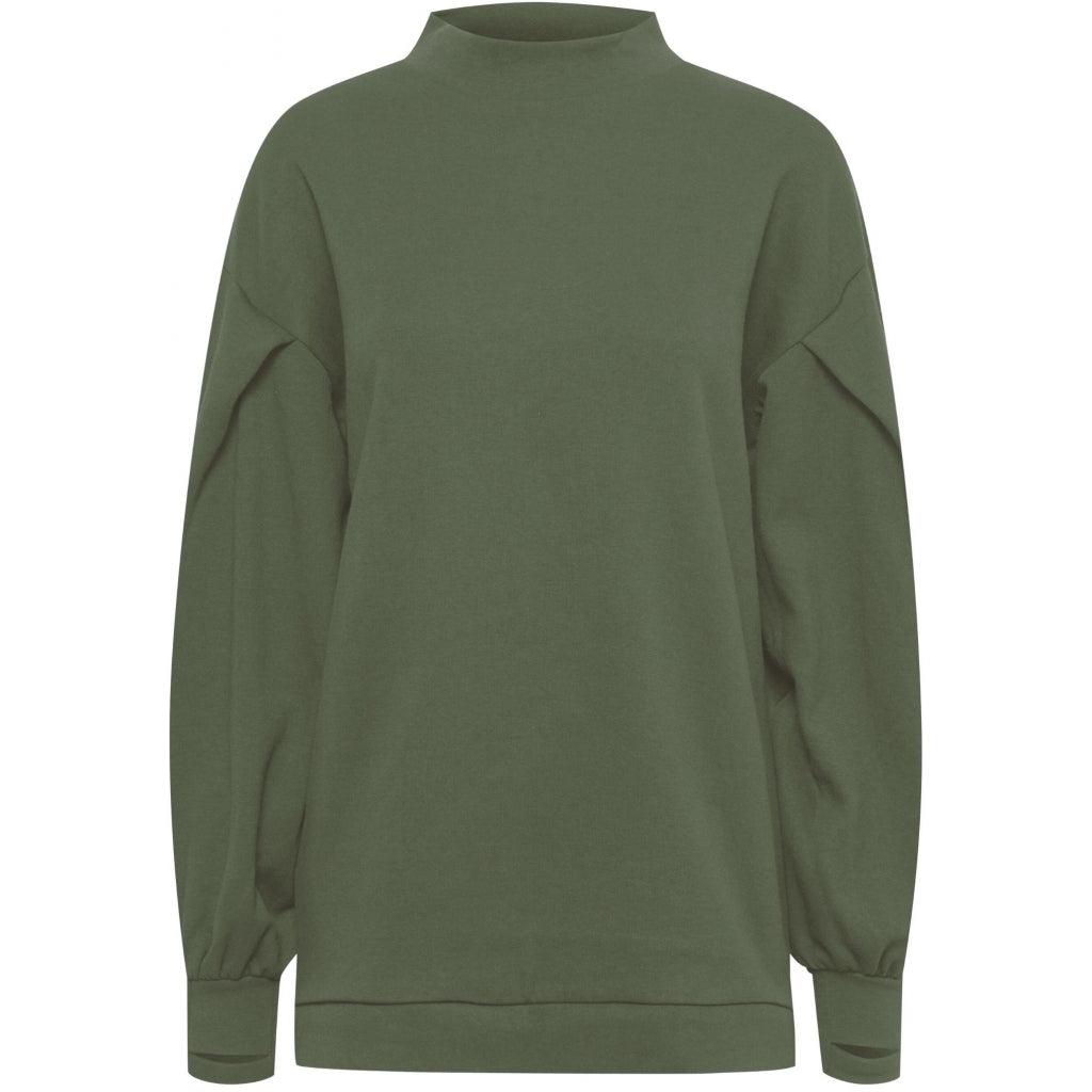 Dame Sweatshirt Ihazani  Deep Lichen Green fra Ichi hos Klædeskabet.dk 5715169995191