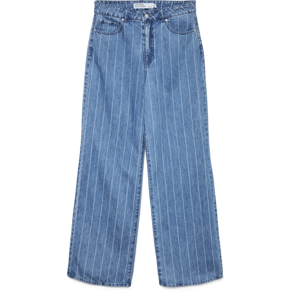 Dame Jeans Vmkathy  Medium Blue Denim Stripes White fra Vero Moda hos Klædeskabet.dk 5715715499074