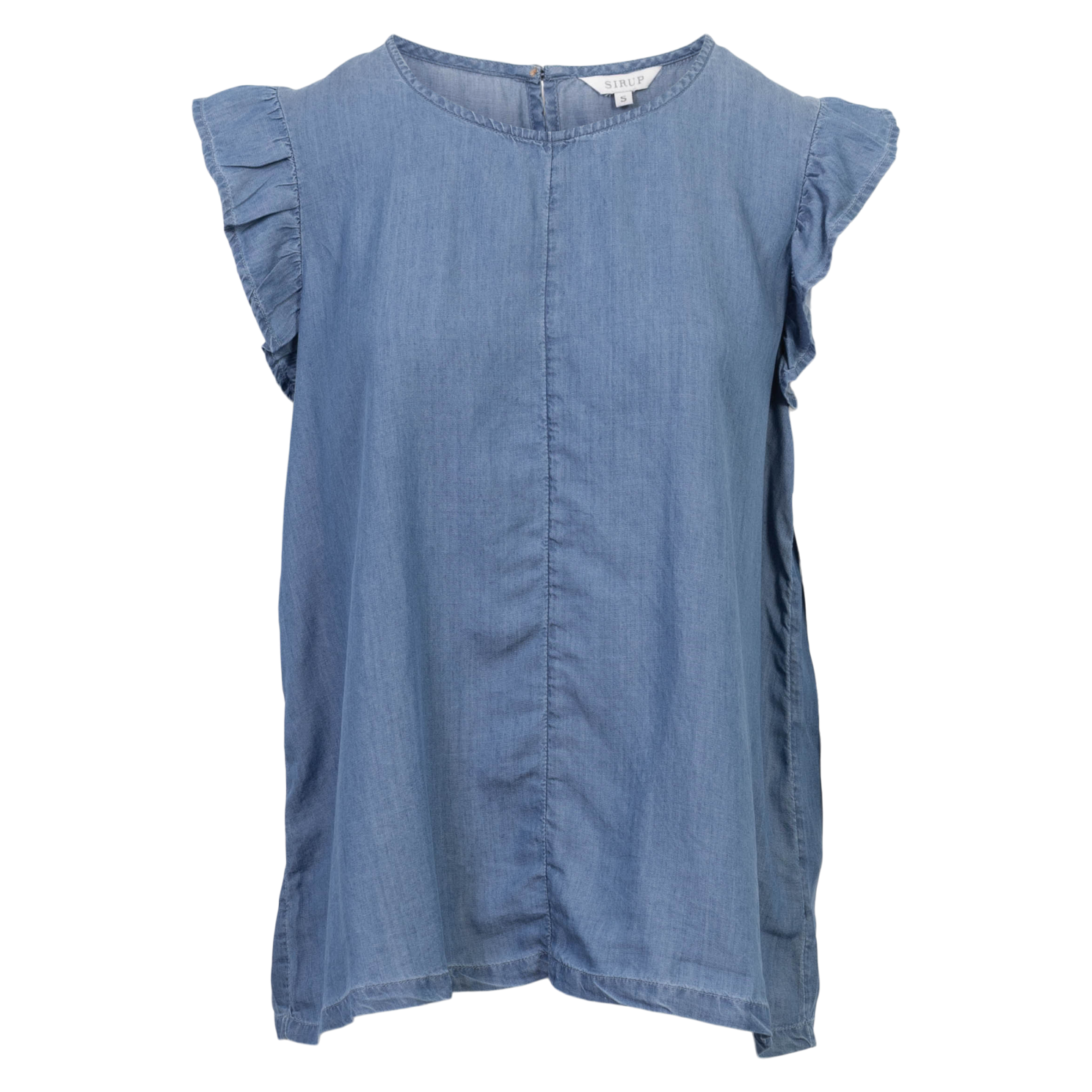 Dame Kortærmet Bluse  Medium Blue Denim fra Sirup hos dansk.dk 5715066070113