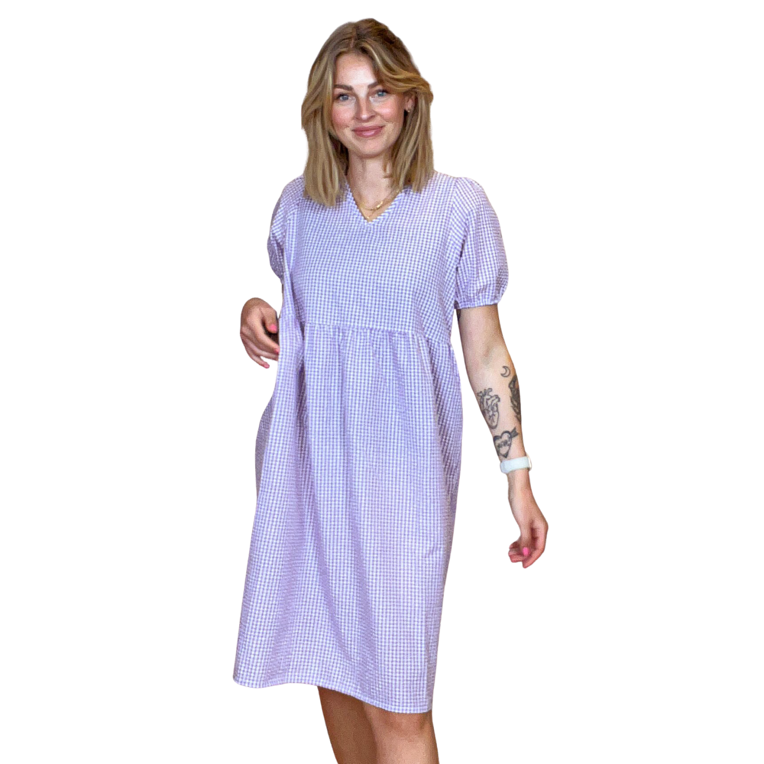 Dame Kjole  Purple Impressi White fra Noisy May hos dansk.dk