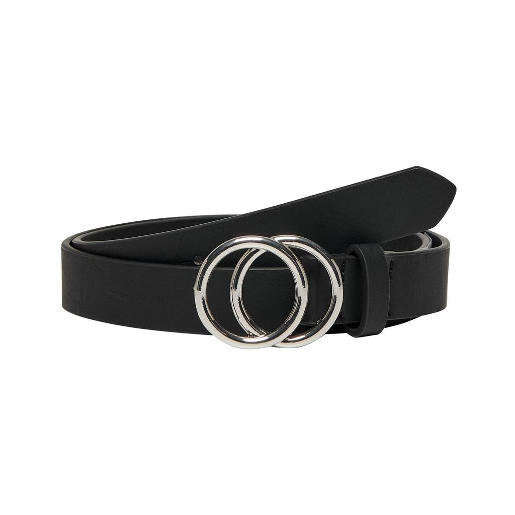 Dame Faux æder ælte Onlrasmi  Black Shiny Silver Buckle fra Only hos Klædeskabet.dk 5714504438980