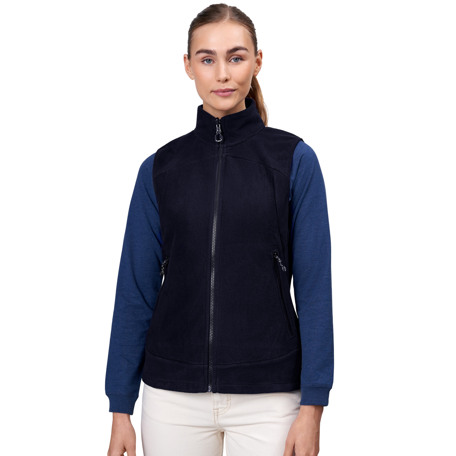 Active Dame Vest . Fleece  Navy fra Id hos dansk.dk 5709245845449